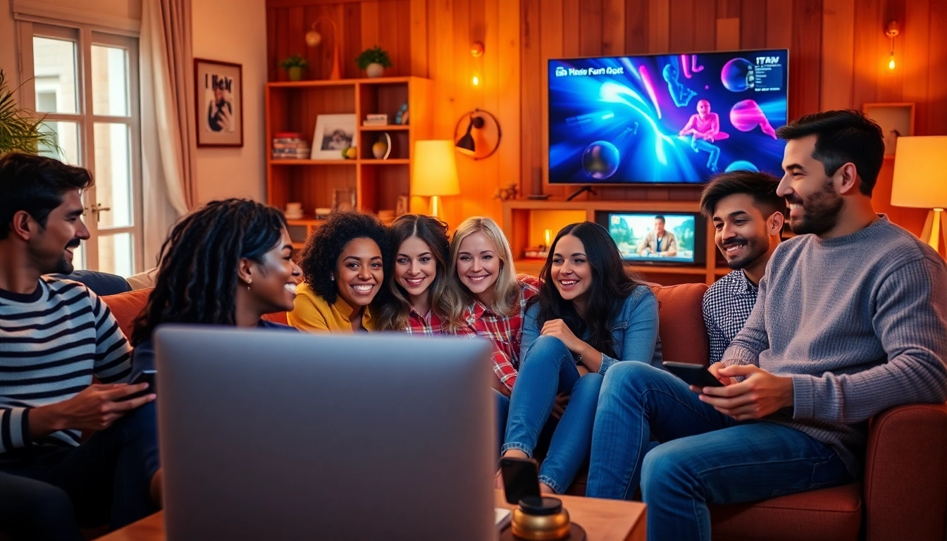 Enjoy a seamless iptv trial experience with a diverse group watching their favorite shows together.