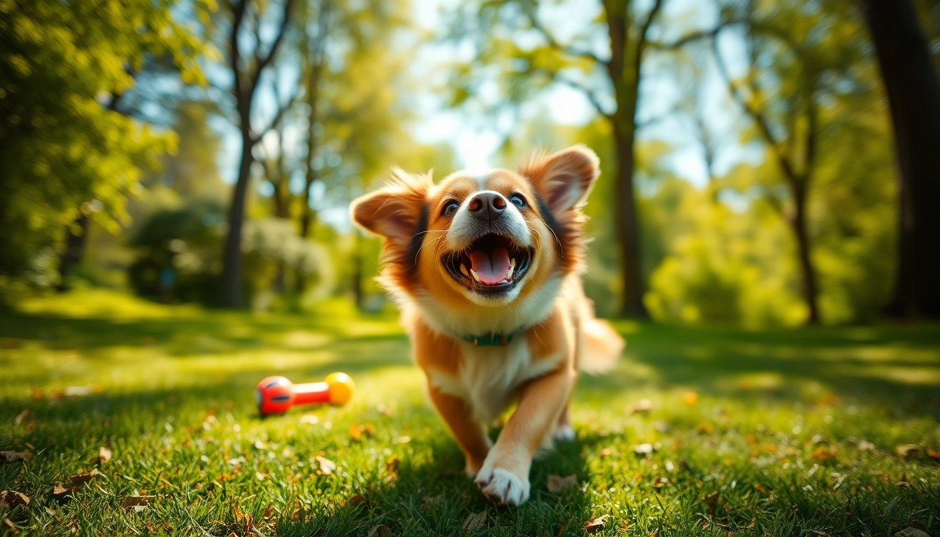 Watch a joyful dog enjoying its time at Kate's K9 Pet Care in a bright, sunny park.