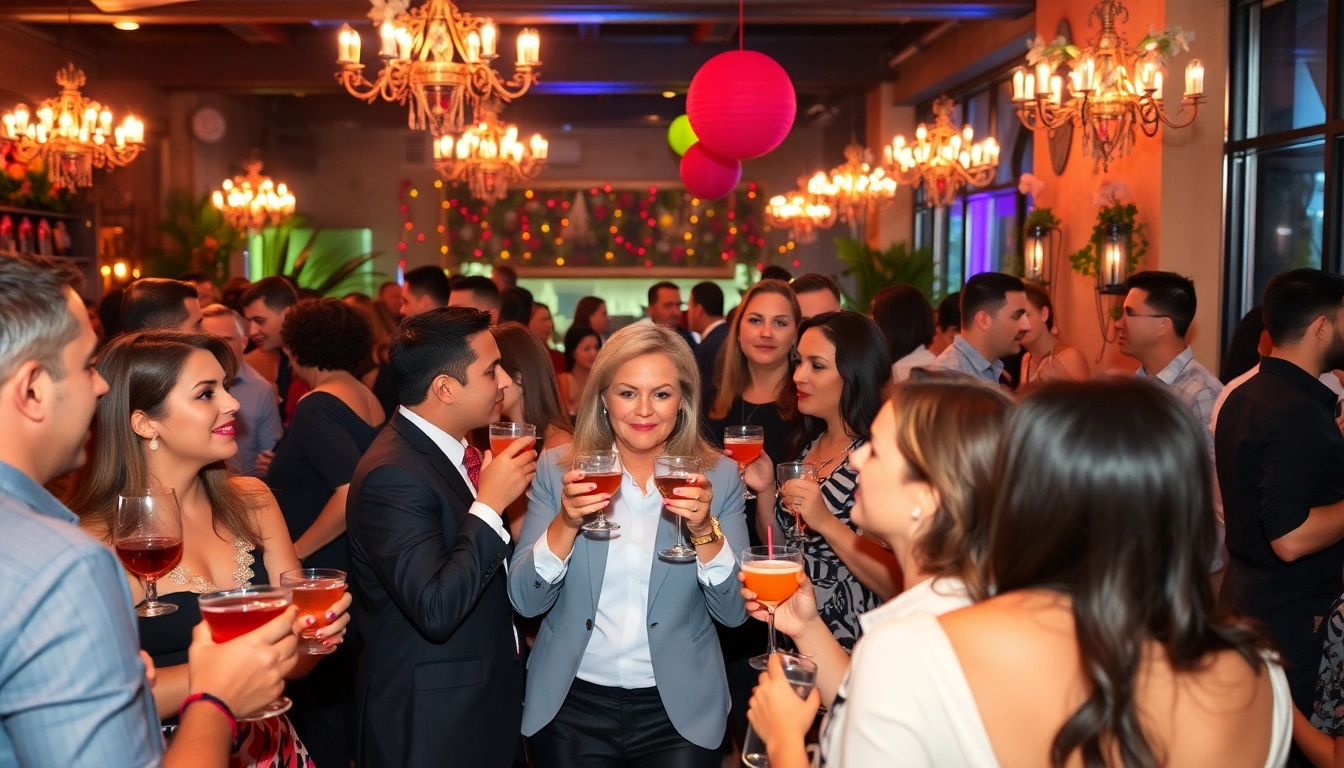 Experience a Unique Event with lively guests enjoying cocktails at a chic after-work gathering.