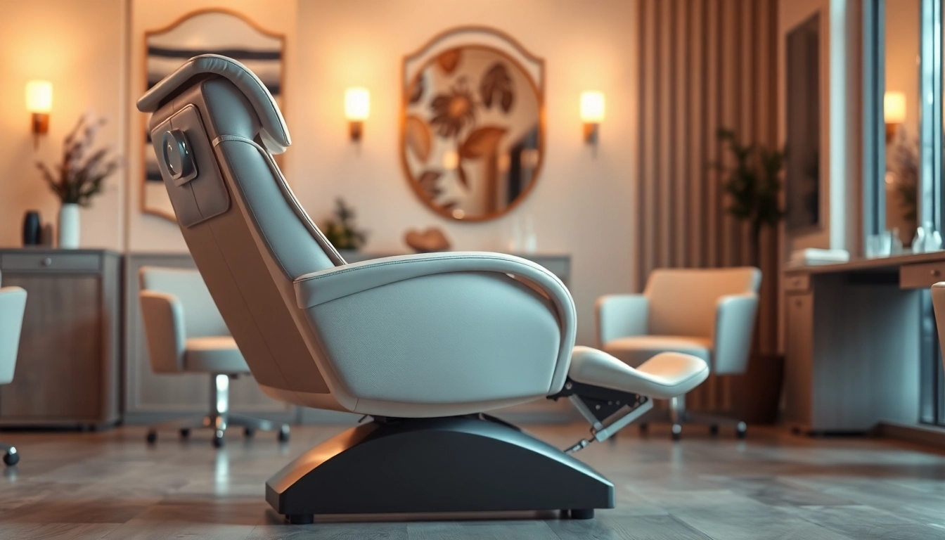 Kosmetikstuhl in elegant Salon-Umgebung zeigt seine hochwertigen Designmerkmale.