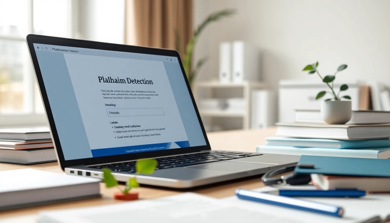 Check plagiarism with an advanced plagiarism checker tool in a modern workspace.