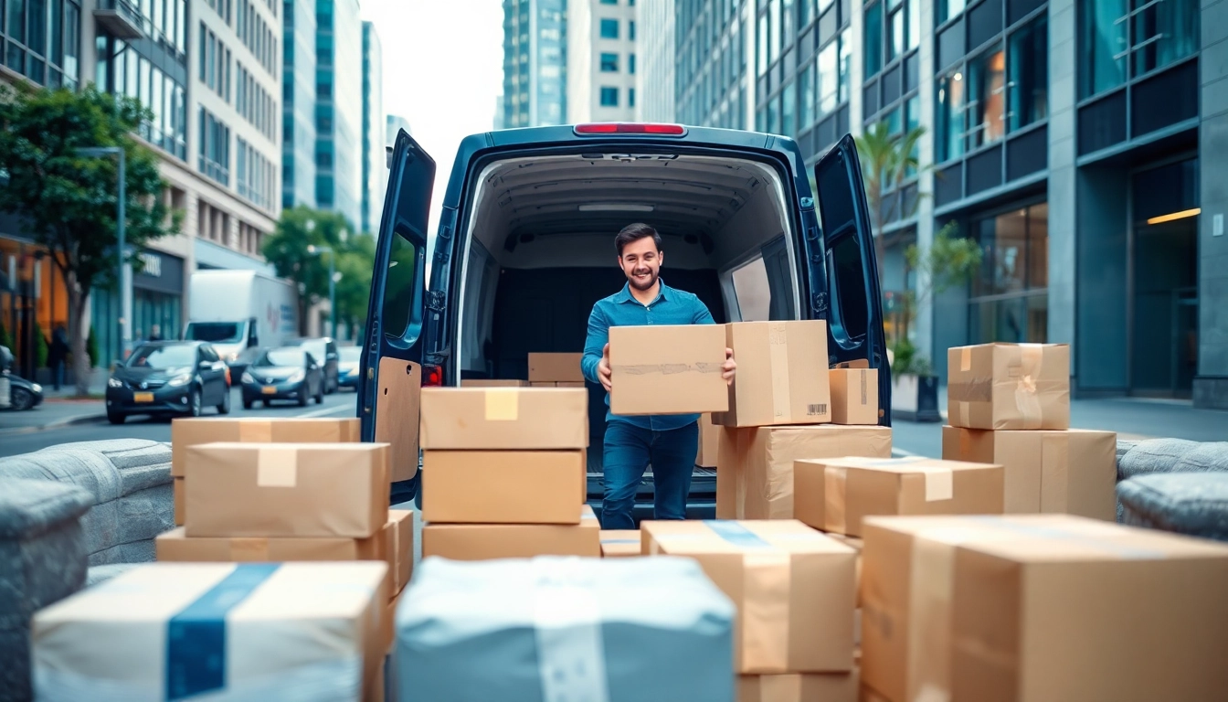Streamlined man and van moving service in action, transporting packed items efficiently.