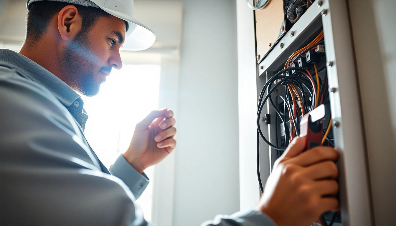 Inspecting an electrical panel Clearwater service with detailed attention and professional tools.
