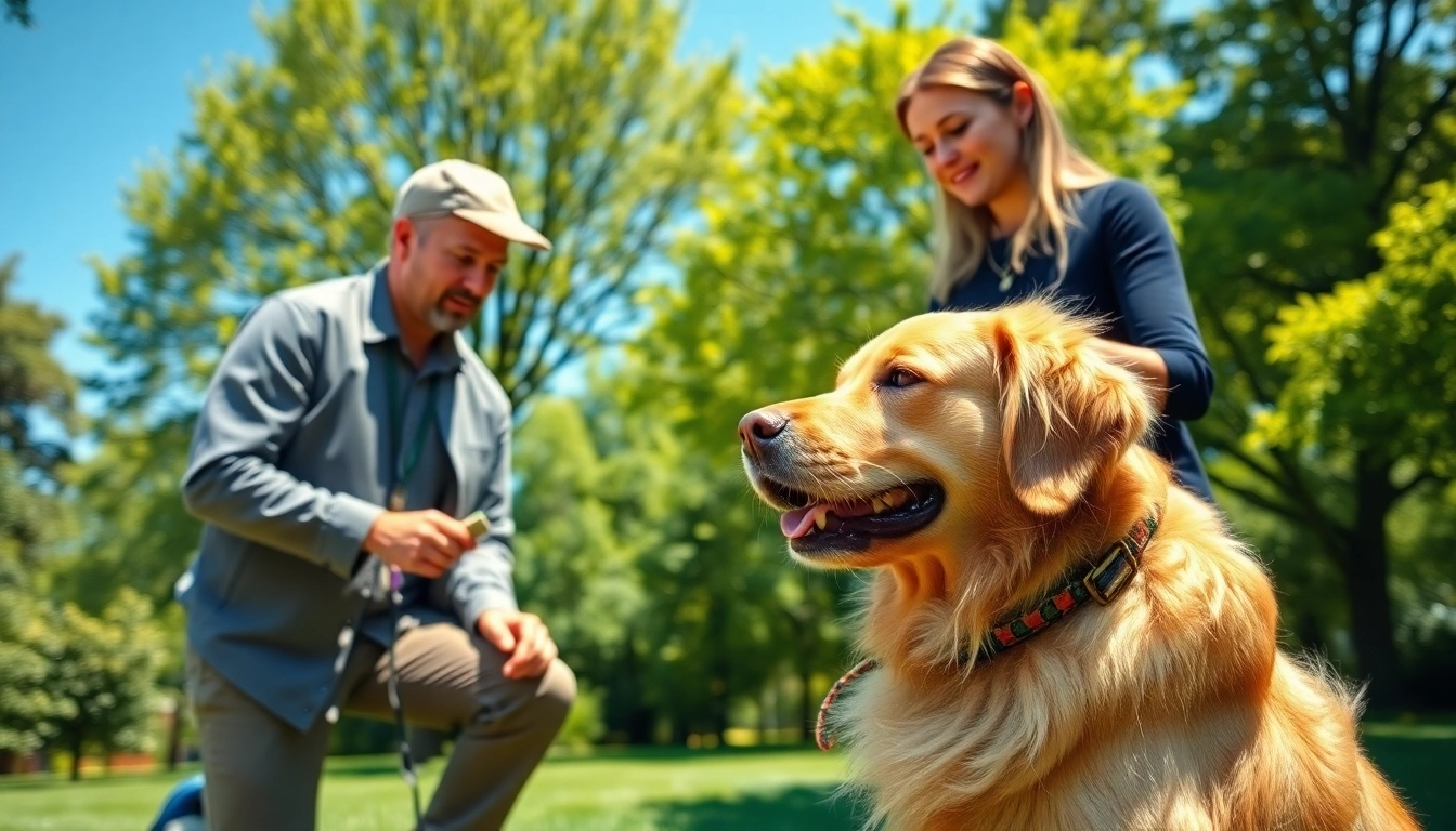 Engaging dog training session in Irvine with a golden retriever and a professional trainer