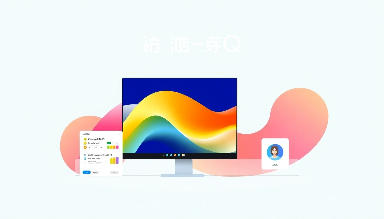 Showcase features of quickq官网 with a modern interface design and vibrant colors.