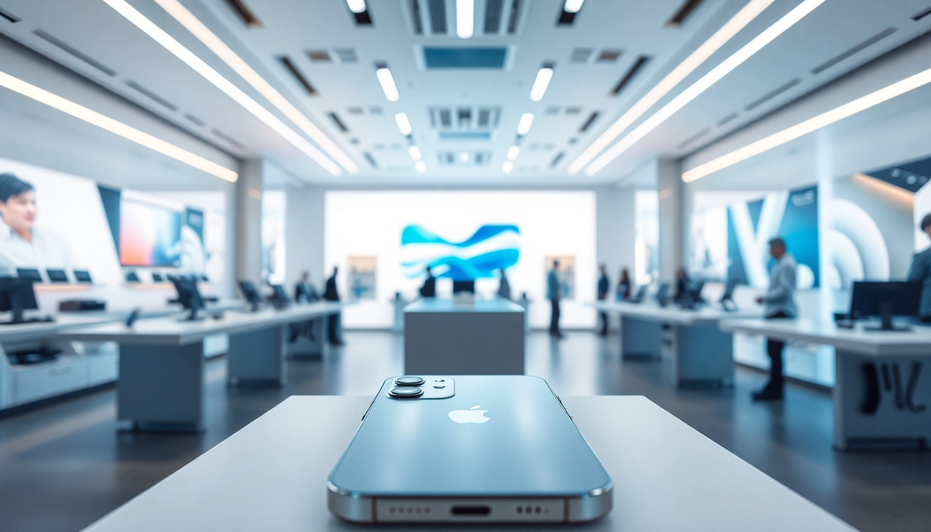 Buy iPhone Pro in a sleek retail setting with modern features and crisp details.