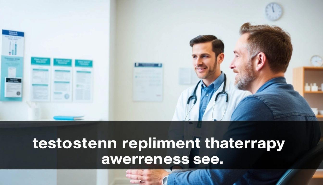Patient discussing Testosterone Replacement Therapy with a healthcare provider in a modern clinic.