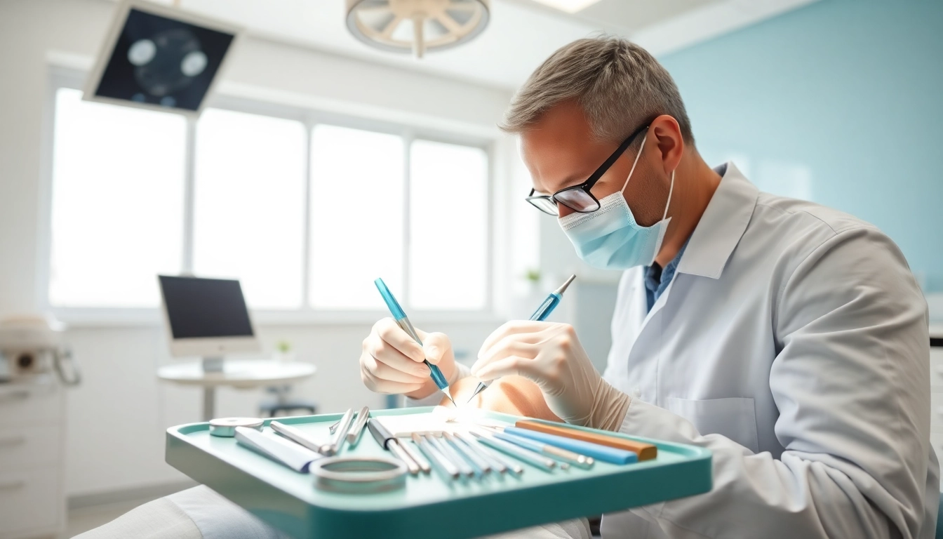 Dentist conducting fillings and restorative work in a well-lit dental clinic setting.