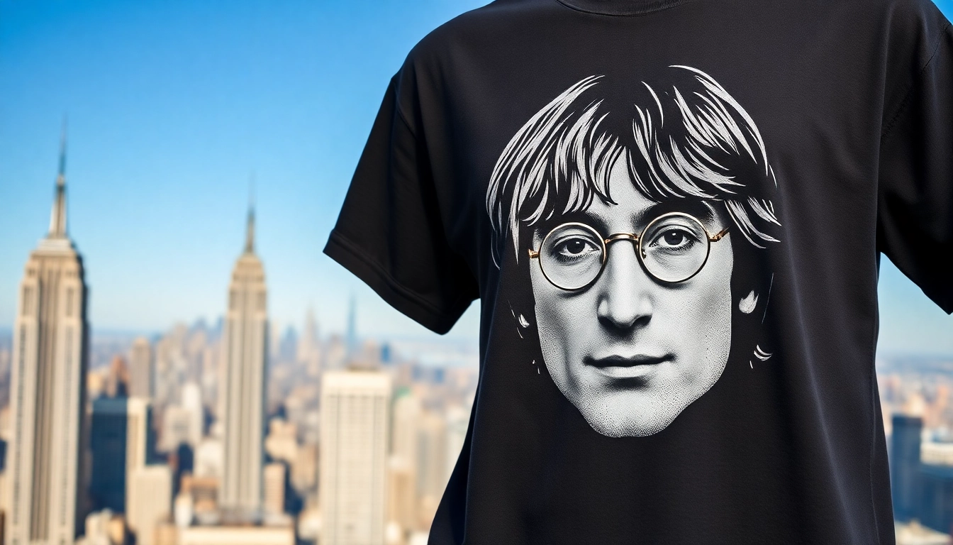 Admire the stylish john lennon new york shirt depicting the iconic musician in NYC.