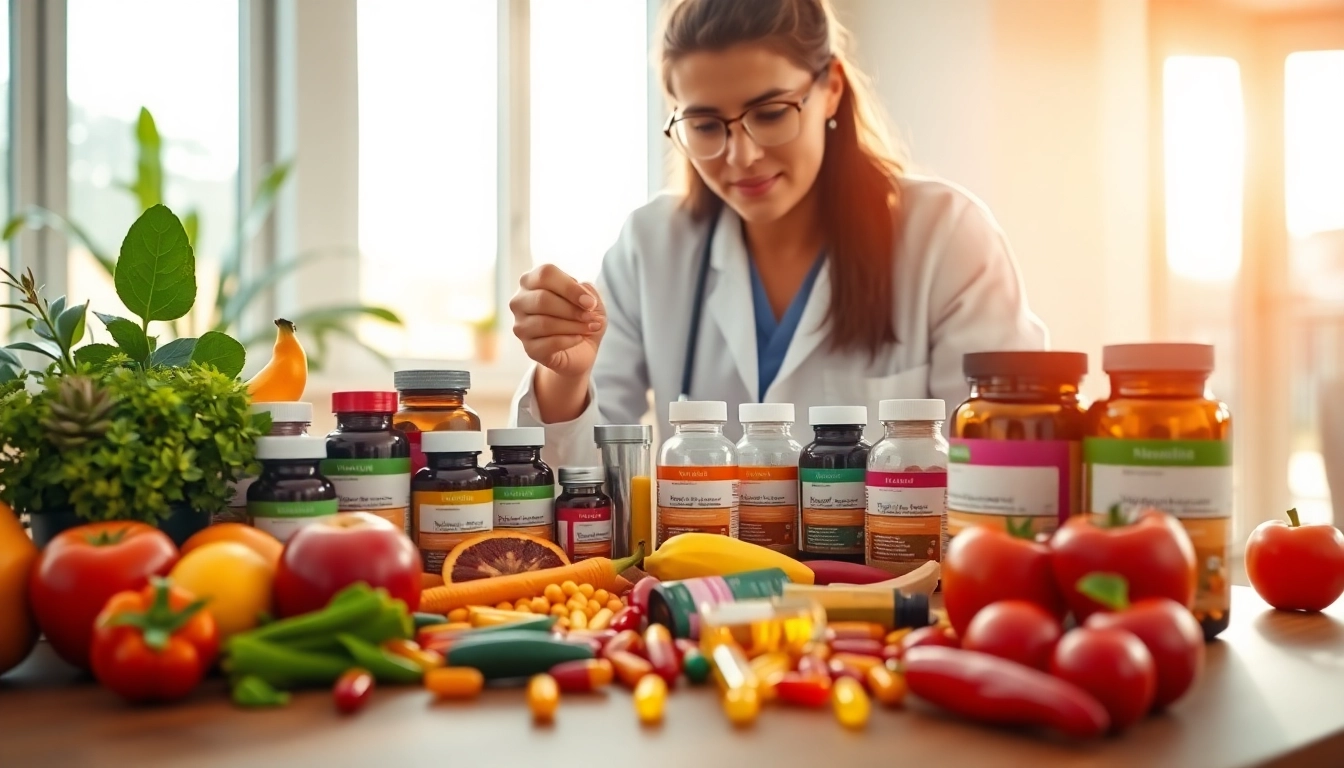 Vitamin Boosters displayed on a table, emphasizing wellness and health.
