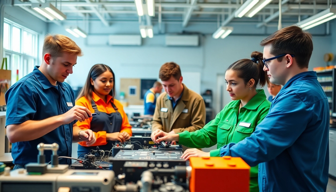 Students practicing skills at a trade school in Tennessee with modern equipment and enthusiastic instructors.