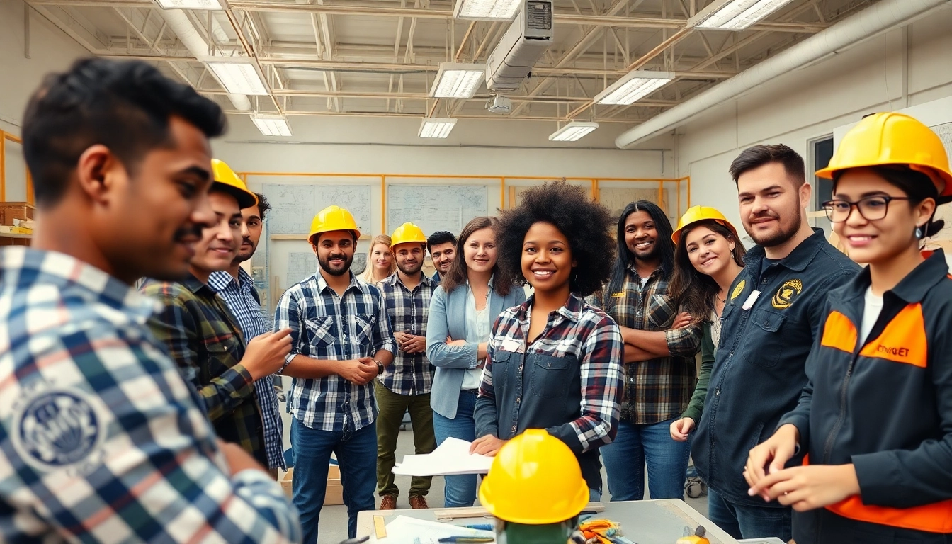 Explore construction trade schools in texas with diverse students actively learning in a vibrant classroom.