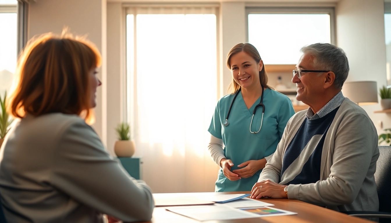 Nurse explaining the VDAP program to a patient in a calm clinical environment.