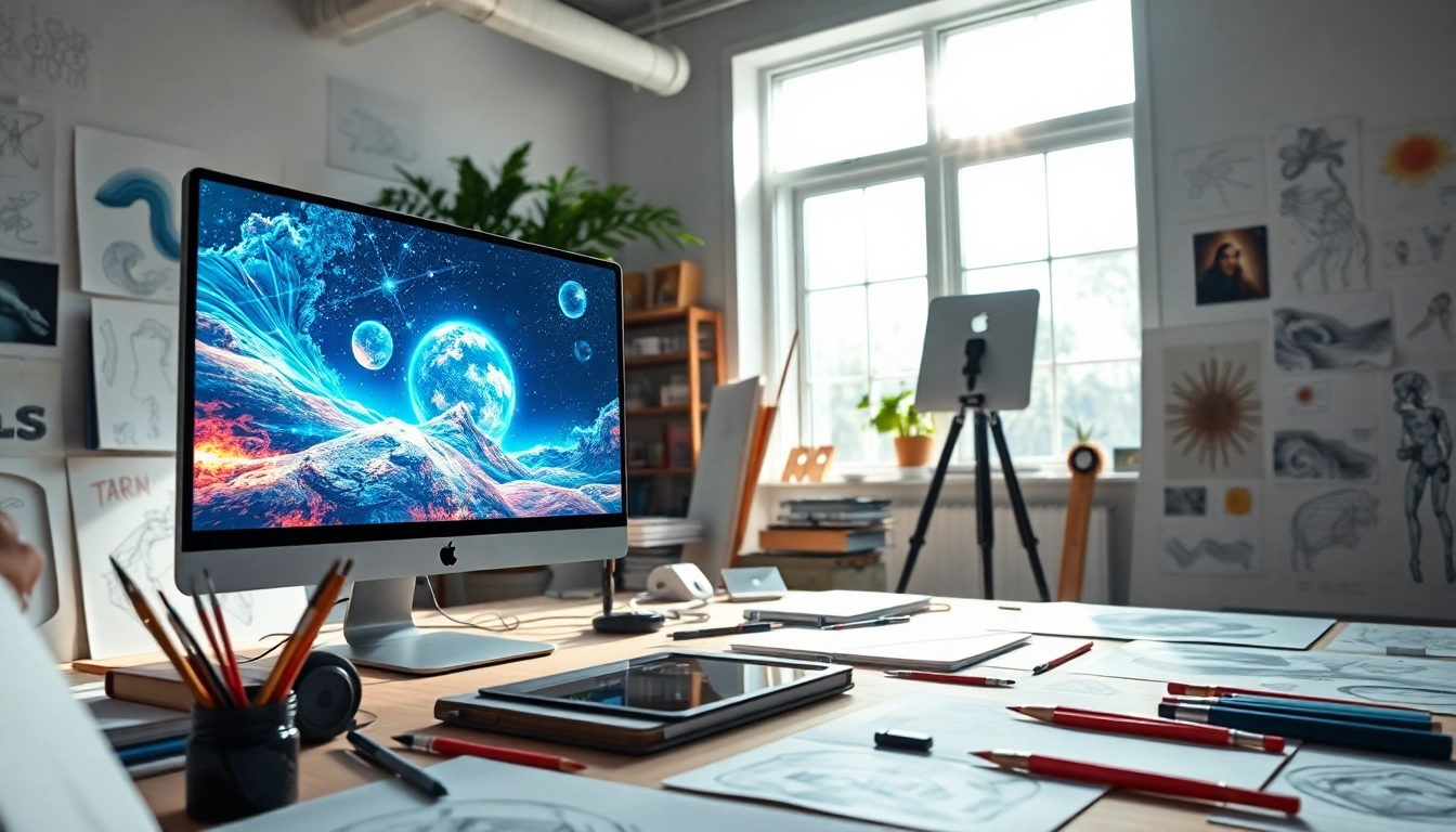 Generate stunning images with api for midjourney in a creative workspace.