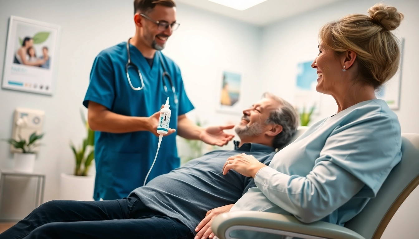 NAD+ IV therapy near me being administered to a patient by a healthcare provider in a professional clinic setting.