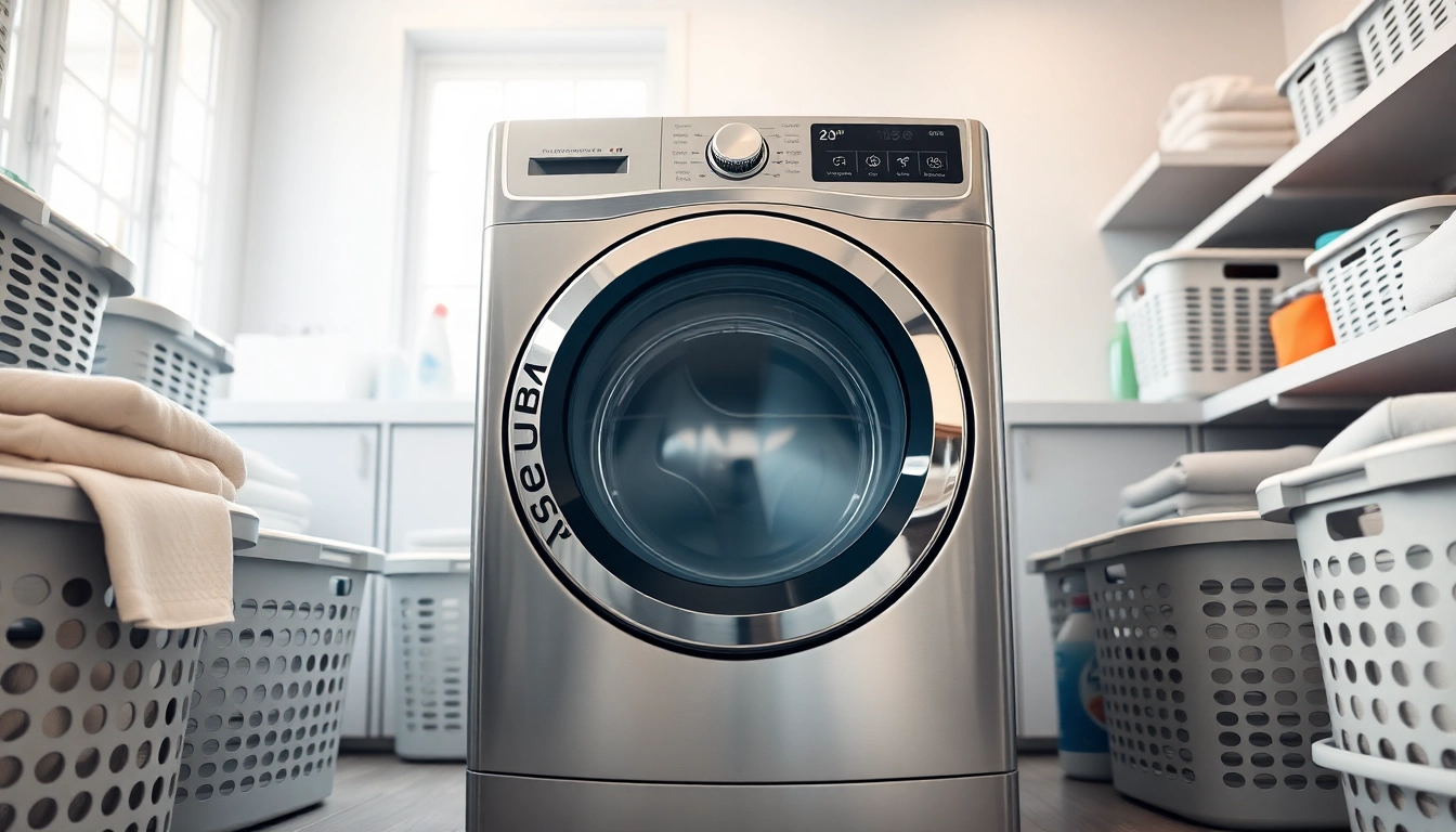 Efficiency of Tumbler Dryer in a bright and modern laundry room with sleek features.
