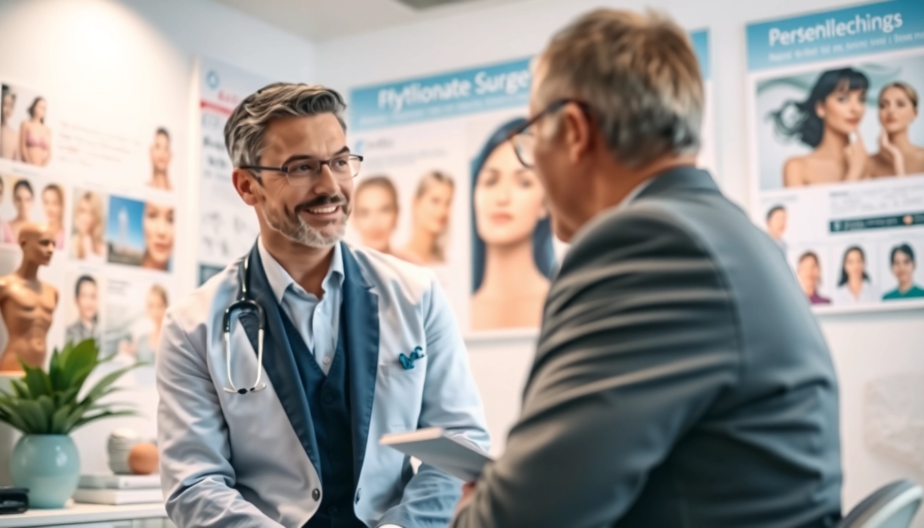Plastische Chirurgie Braunschweig: Facharzt berät Patienten im modernen Behandlungsraum.