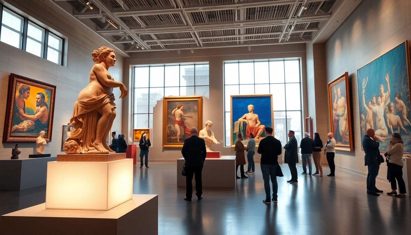 Visitors admiring the exquisite art at the Jerusalem Art Museum, showcasing intricate sculptures.