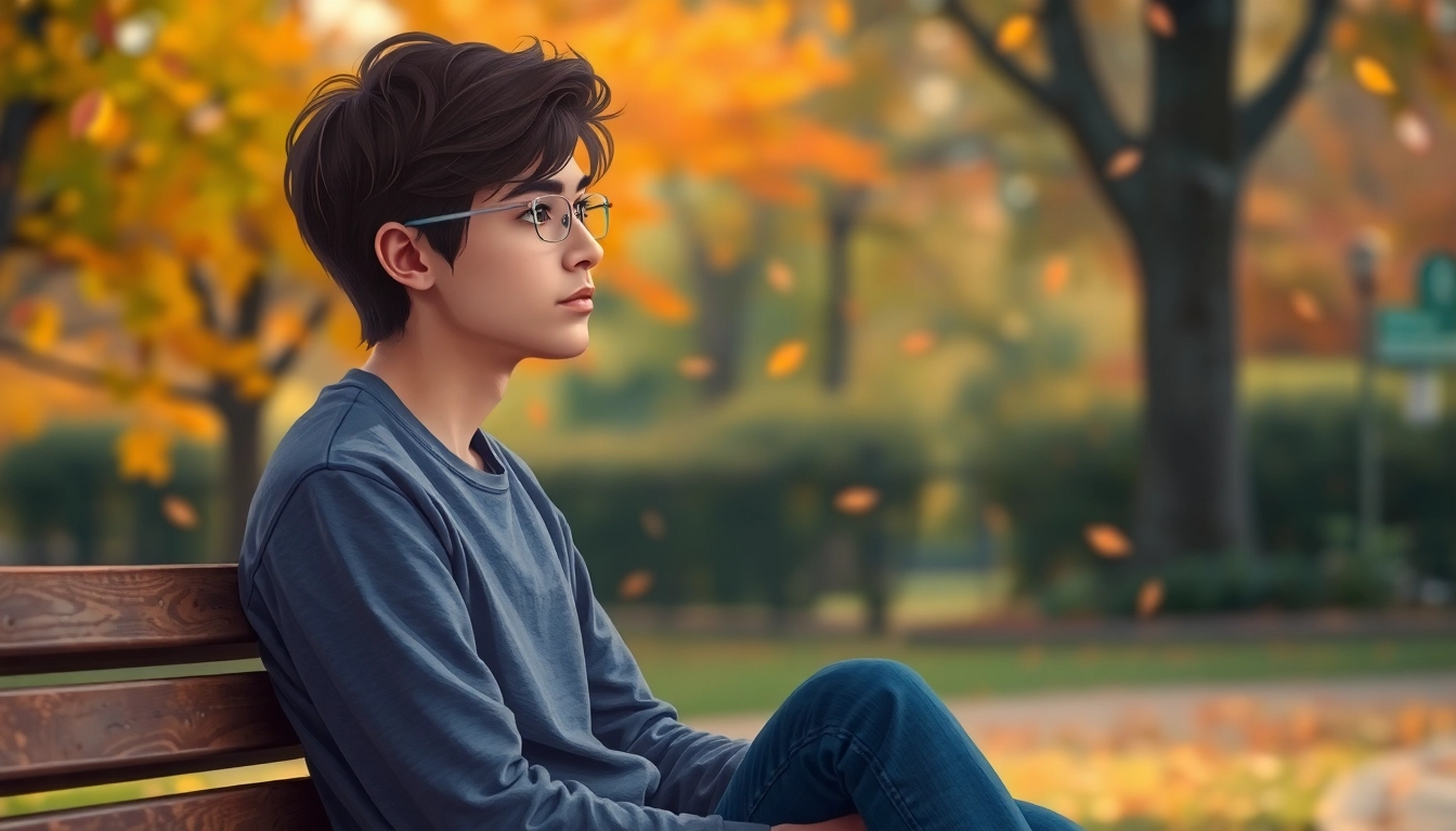 Reflective individual contemplating relationship breakup while surrounded by autumn scenery.