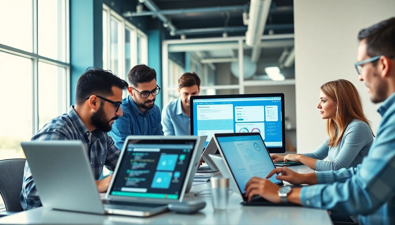 Analyze chatbot testing tools in a collaborative office setting with a diverse team.