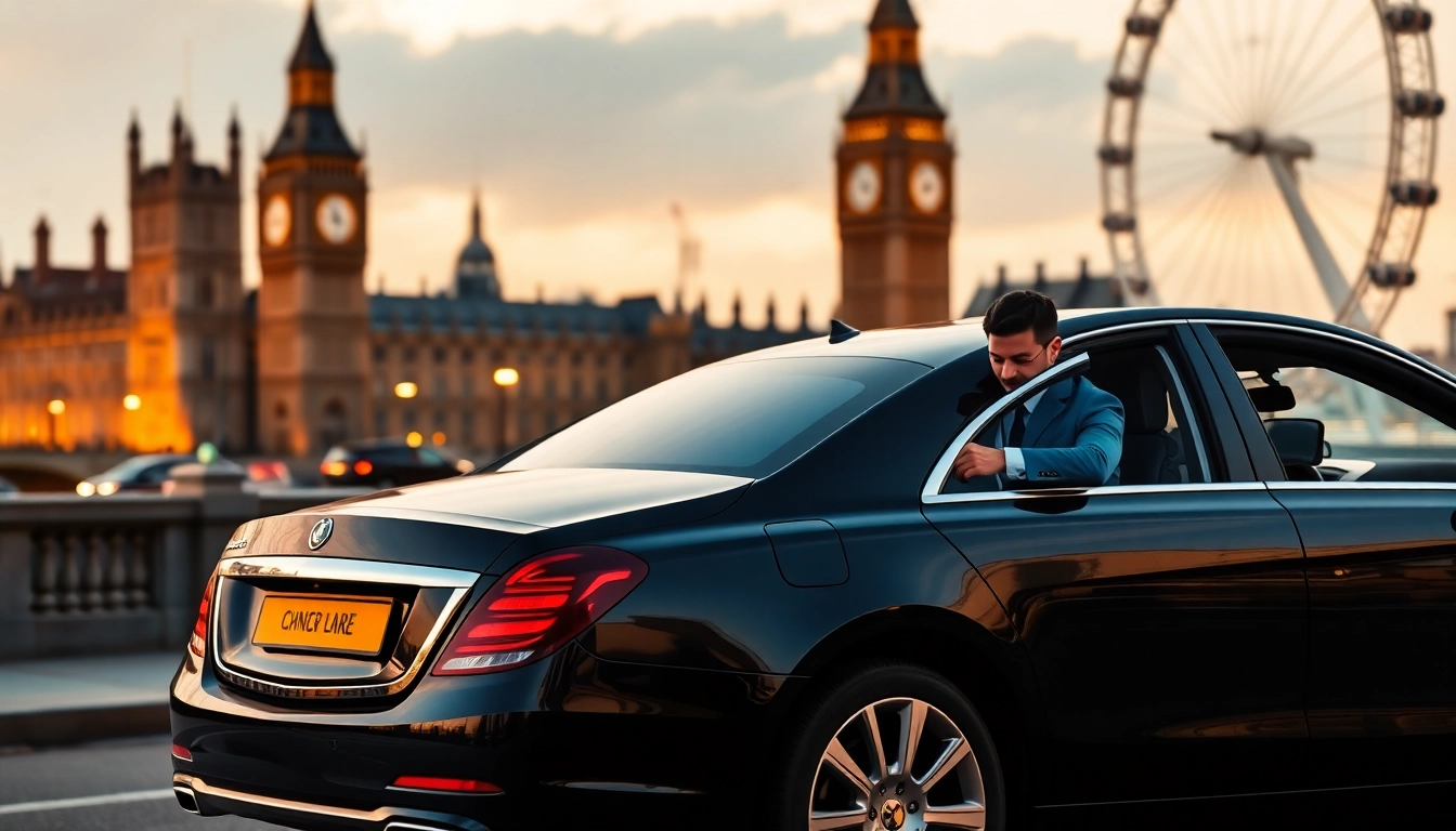 Experience luxurious chauffeur service London with a professional driver beside a black car.