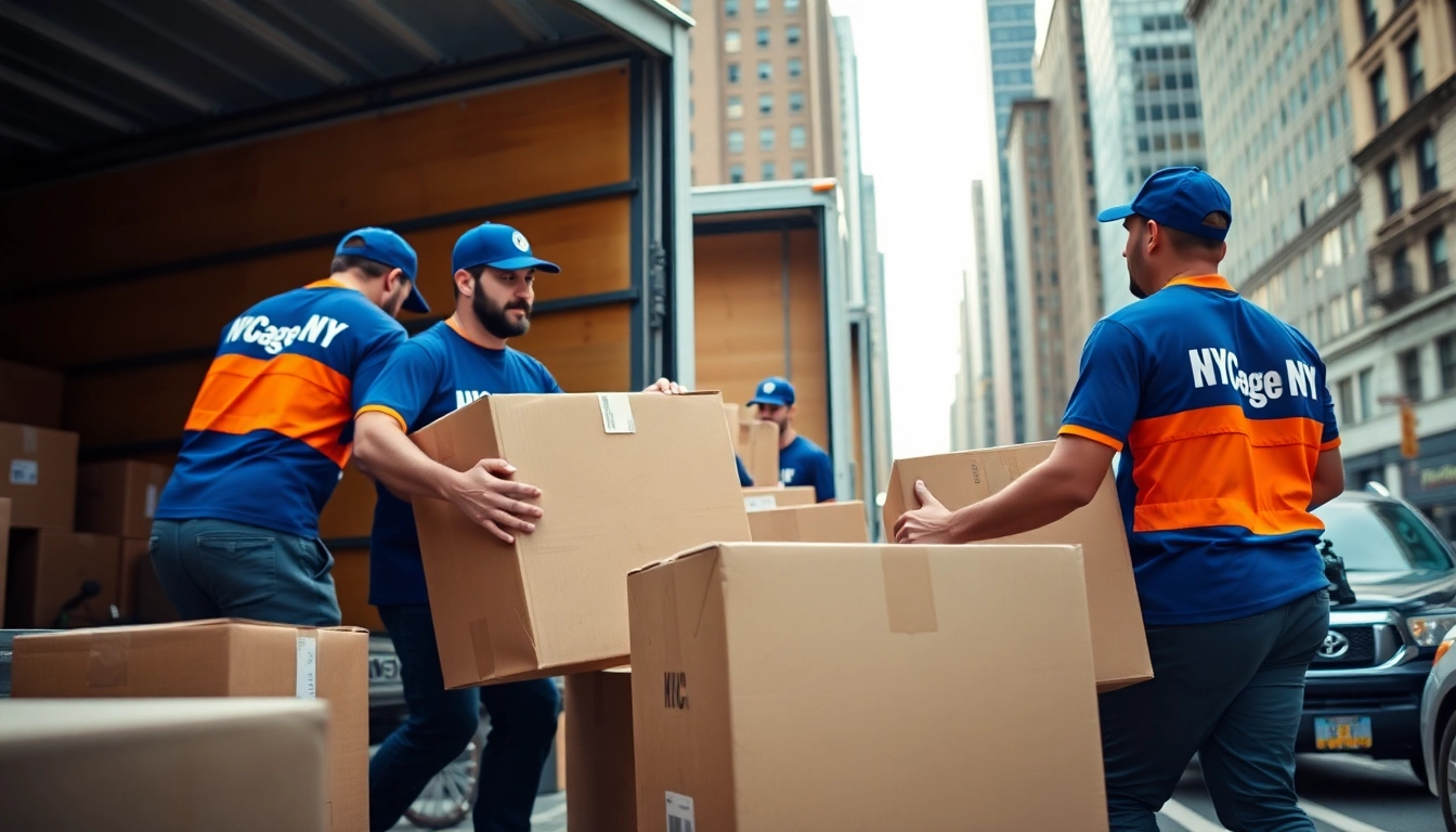 NYC movers expertly packing for a city move, showcasing teamwork and efficiency.