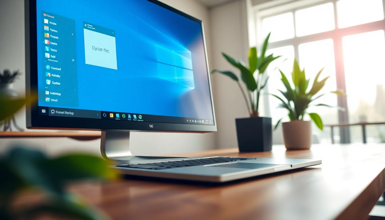 Interaktive Microsoft Windows-Oberfläche auf einem modernen Computer am Arbeitsplatz präsentieren.