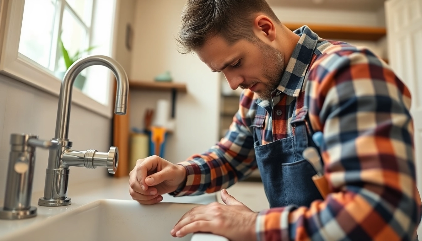 Plumbing service in Knightdale, showcasing a professional plumber repairing a kitchen sink.