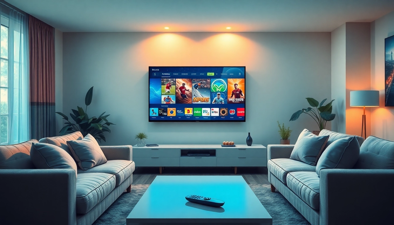 Abonnement iptv avec une configuration de streaming professionnelle dans un salon lumineux