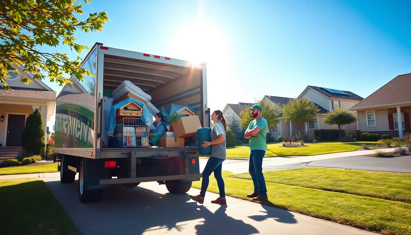 Efficient junk removal near me with a professional team in action loading items.