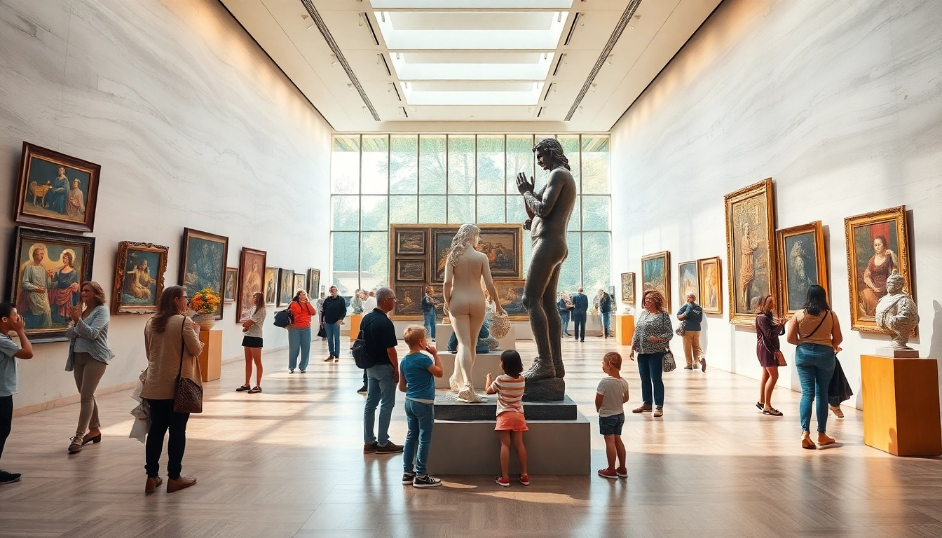 Visitors engaging with art at the Jerusalem Art Museum, highlighting diverse exhibits.