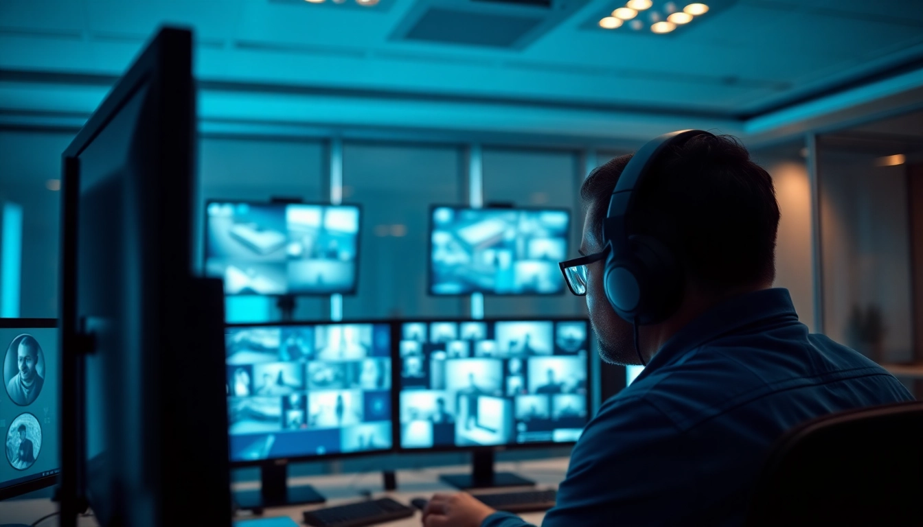 Monitor CCTV & Remote Monitoring system actively overseeing surveillance feeds in a modern control room.
