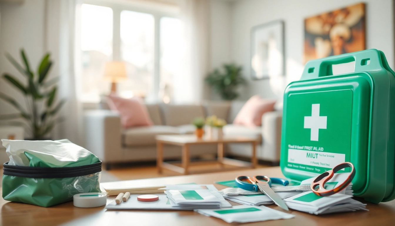 First Aid kit organized with essential supplies in a clean and bright setting, promoting safety and readiness.