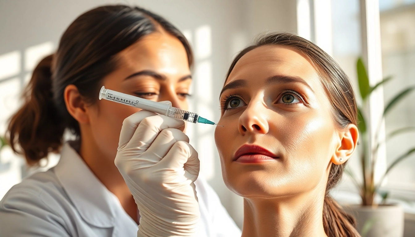 Expert applying wrinkle treatments with care, showcasing an advanced skincare procedure.