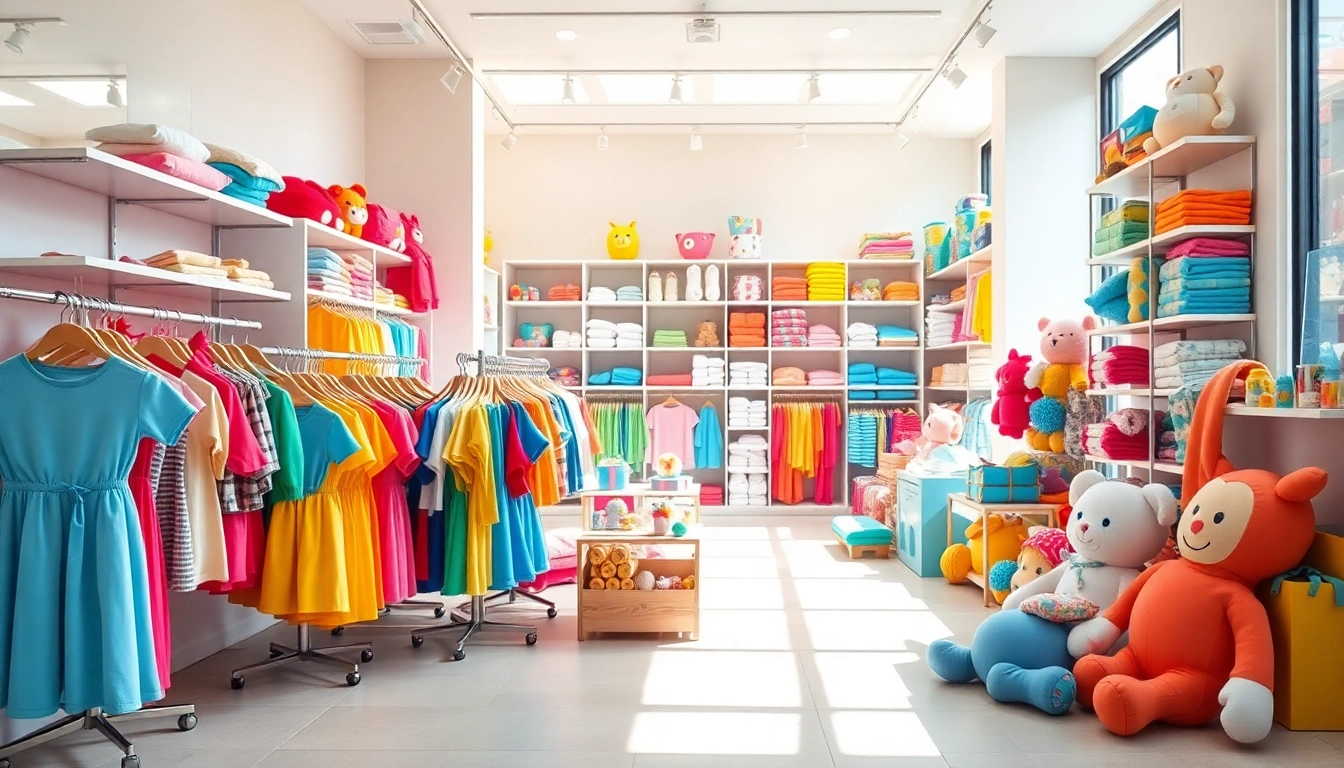 Showcase of children's clothing and toys from http://www.websonlinestore.com in a bright, inviting storefront.