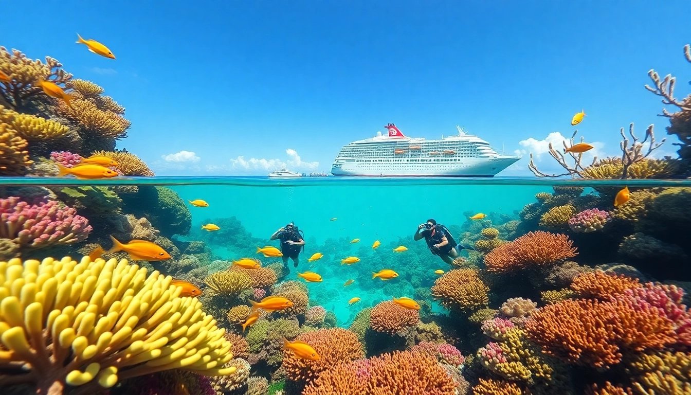 Experience Belize Norwegian Cruise ship tours while snorkeling amid colorful coral reefs.