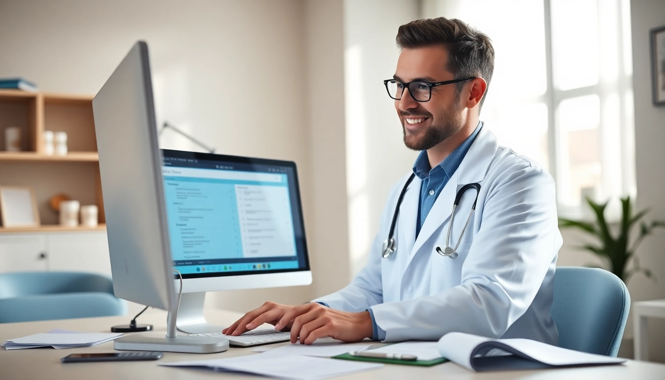 Eprescribing vs traditional prescribing comparison with a healthcare professional using e-prescribing software in a clinic.