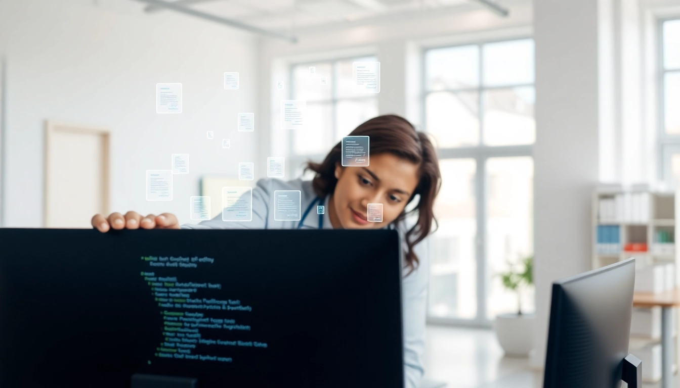 Integrating eprescription apps through a healthcare professional's digital interface in a modern office.