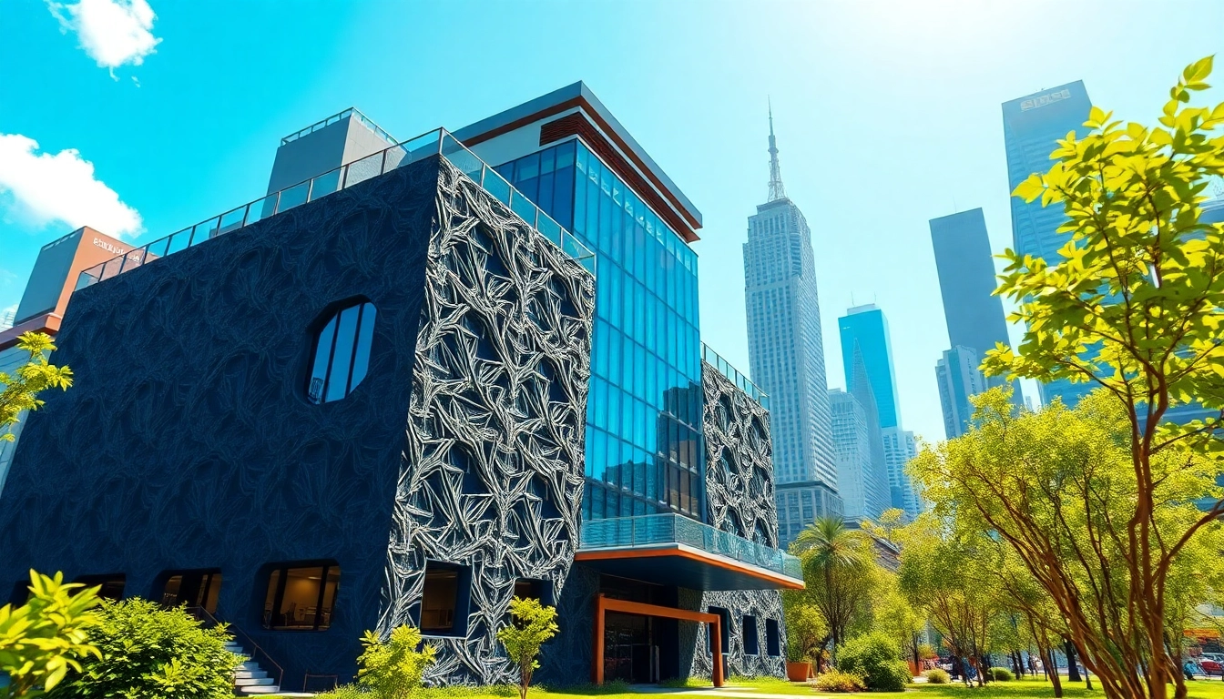 Erstellen Sie eine beeindruckende 3d visualisierung eines modernen Gebäudes in einer urbanen Umgebung