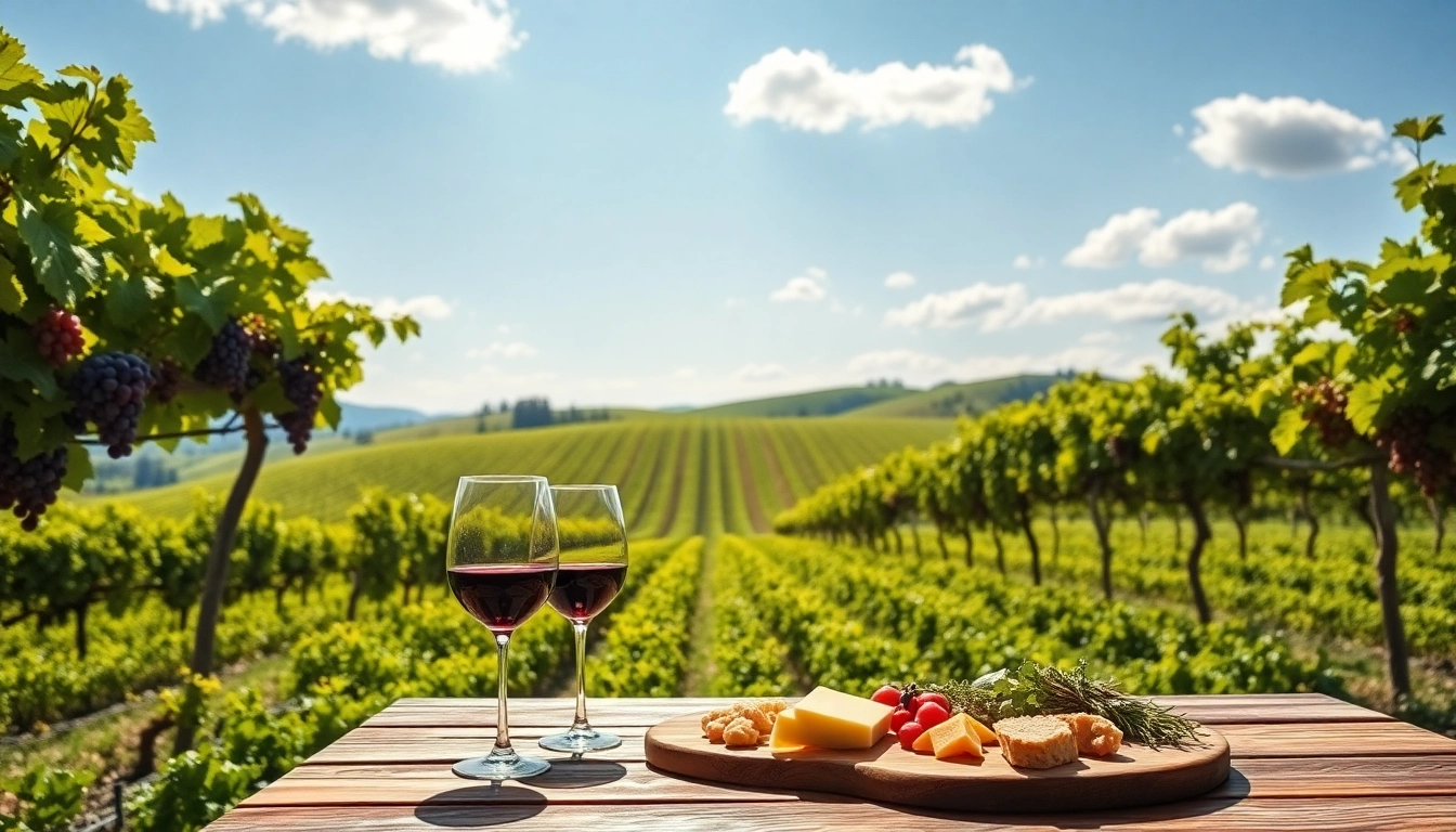 Experience the rich flavors at wineries in Clarksburg, featuring a vibrant vineyard and elegant dining setup.